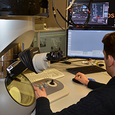 A researcher using equipment in the Electron Microscopy Centre