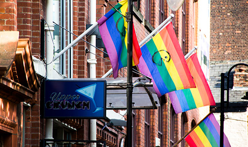 Rainbow banners in Manchester's gay village