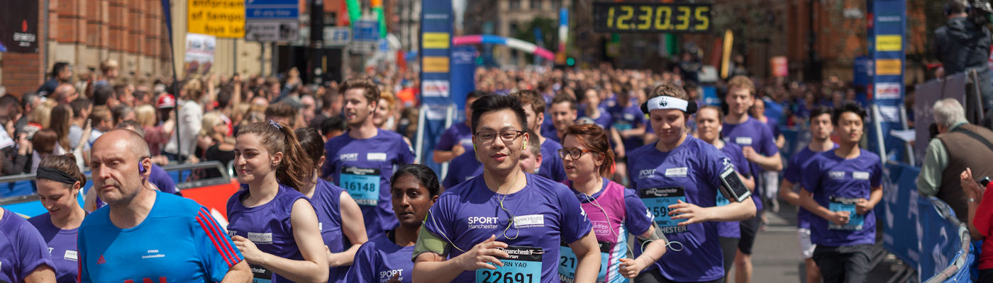 The Purple Wave - students and staff at the Manchester 10K run
