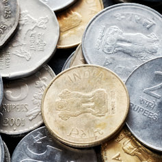 Close up of Indian coins