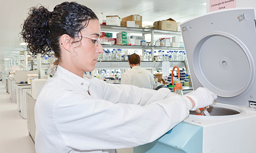 Female student in lab conducting graphene experiment