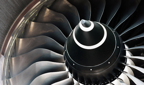Close-up of Rolls Royce jet engine